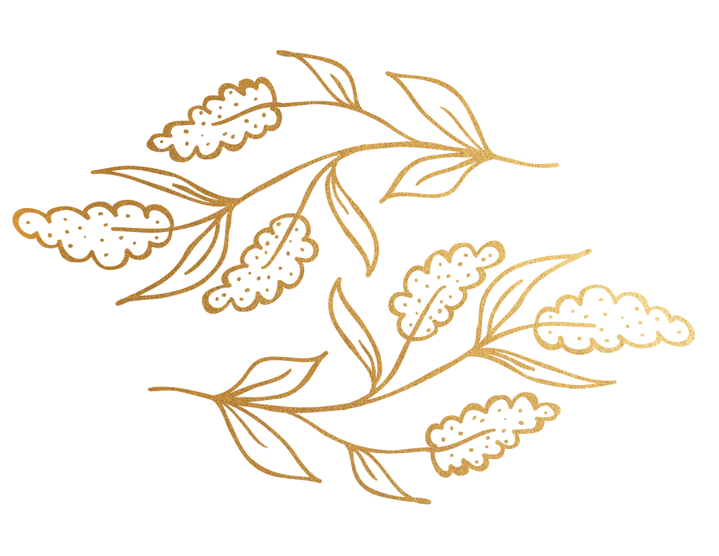 Gold embossed icon of flowers and leaves, Fabulous Flowers icon