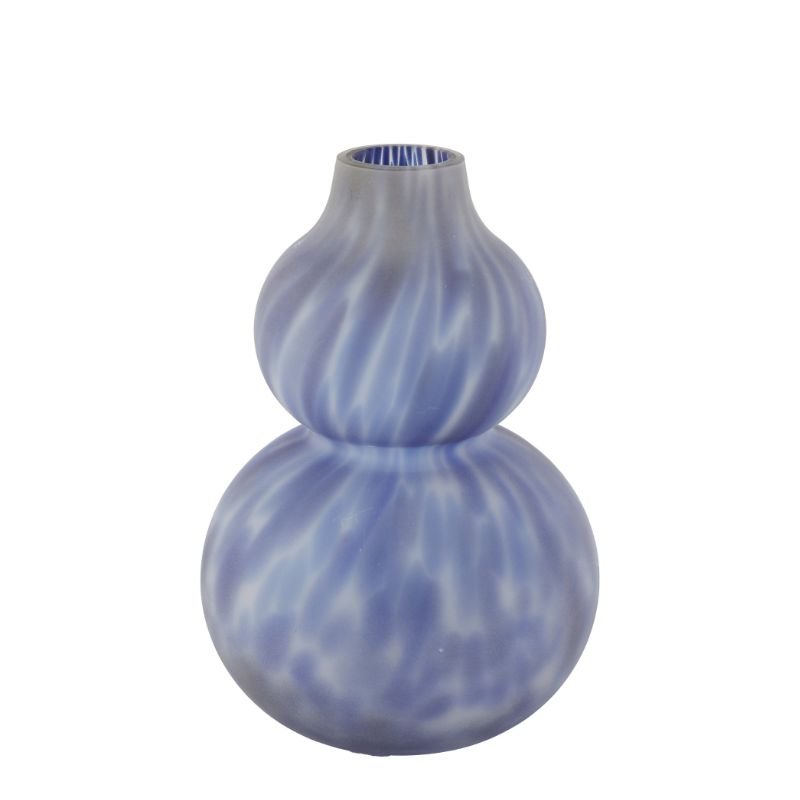 Frosted Blue Milling Powder Vase - Fabulous Flowers and Gifts: double-gourd shape with matte frosted finish and soft powder effect.