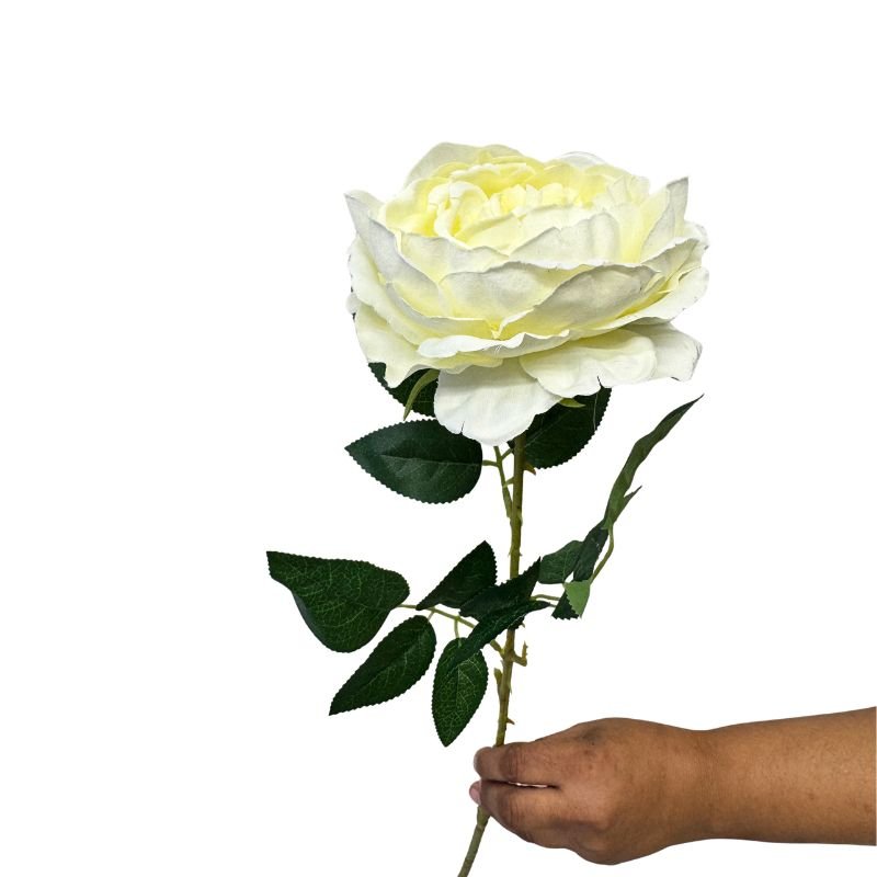 Full Moon White Rose Artificial Flower - detail view