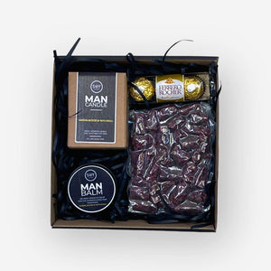 Nationwide delivery of Gifts for Him Hamper by Fabulous Gifts with Man Candle and Man Calm, Droewors and Ferrero Rocher Chocolate - Fabulous Flowers and Gifts