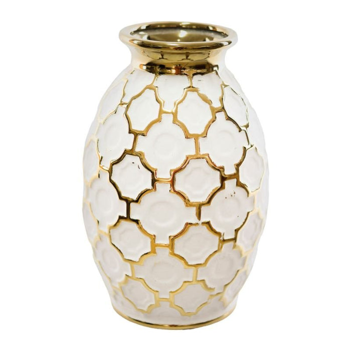 Gold and White Geo Vase