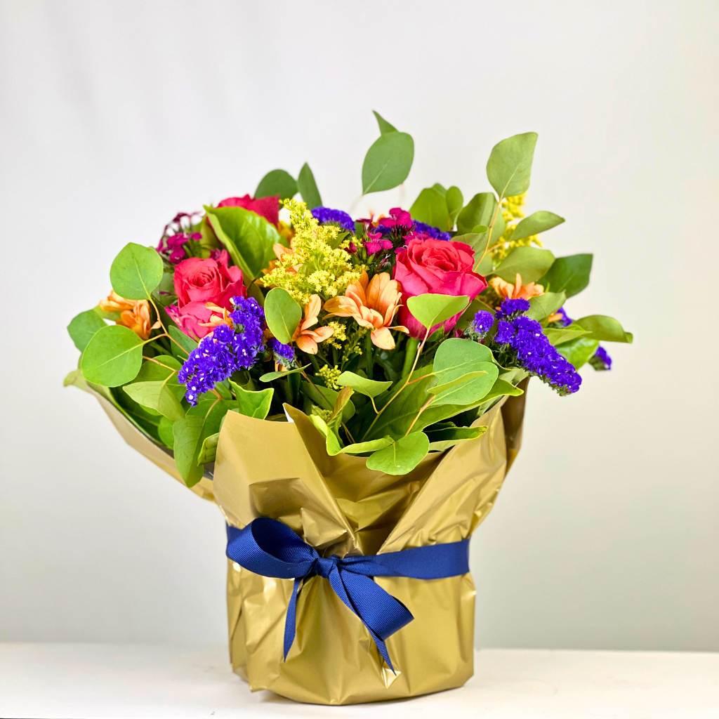 Grateful For You Arrangement Featuring Purple Statice and Goldenrod - Fabulous Flowers