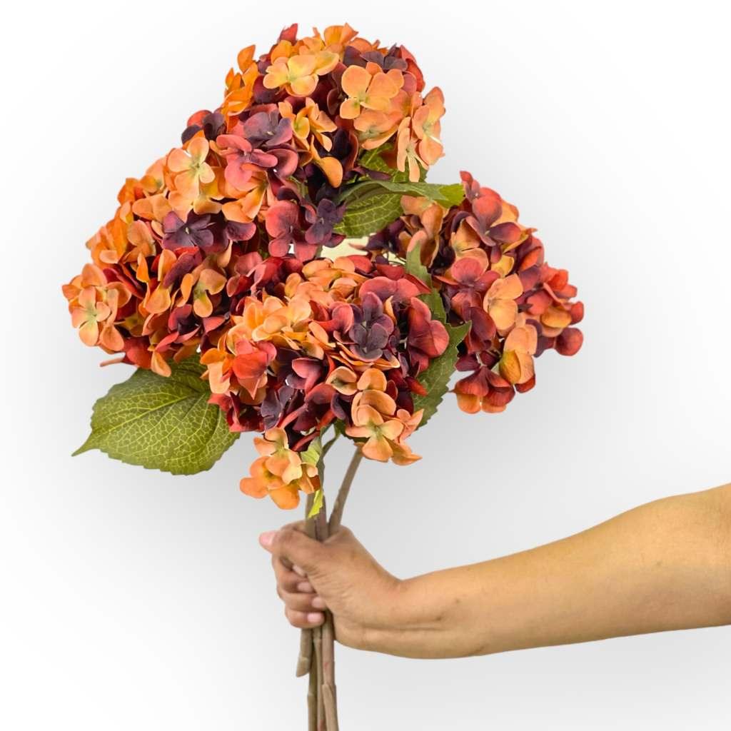 Hydrangea Dry Seeded Orange Artificial Flowers Display | Fabulous Flowers and Gifts