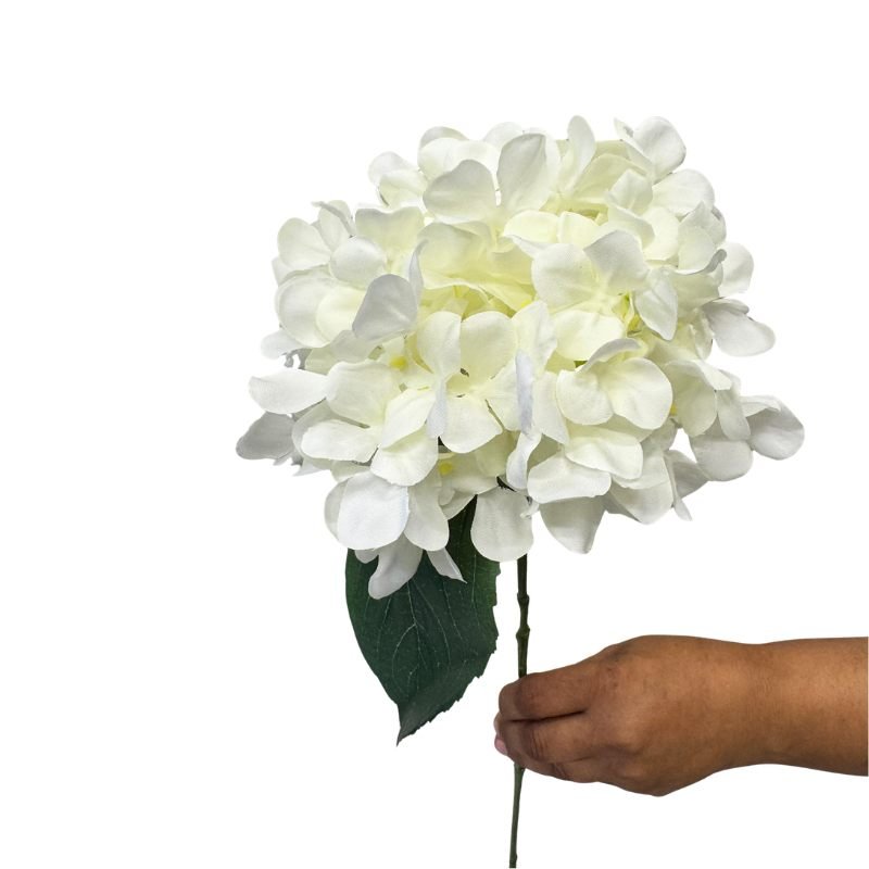 Hydrangea White Artificial Flower 45cm - detail view