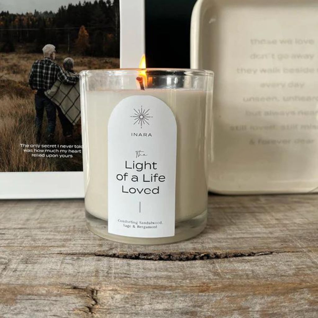 INARA Grief Support Candle with heartfelt message - Fabulous Flowers and Gifts