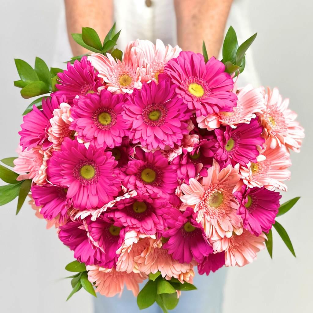 Infinite Pink Gerbera Bouquet Wrapped Elegantly, 48 pink shades of gerberas - Fabulous Flowers