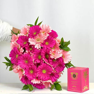 Infinite Pink Gerbera Bouquet with Cape Island West Coast. Pink scene with pink flowers - Fabulous FlowersCandle