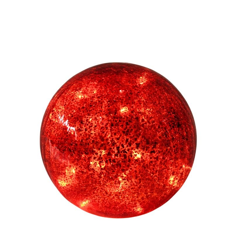 LED Red Glass Antique Crackle Ball