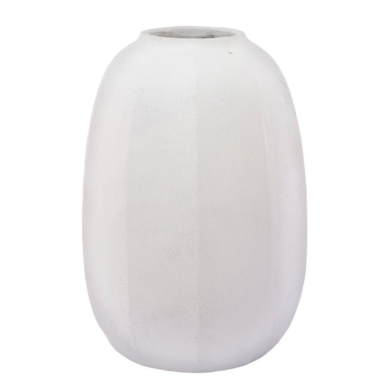 Large White Linear Vase - Fabulous Flowers and Gifts: tall ceramic vase with soft matte finish and subtle vertical linear form.