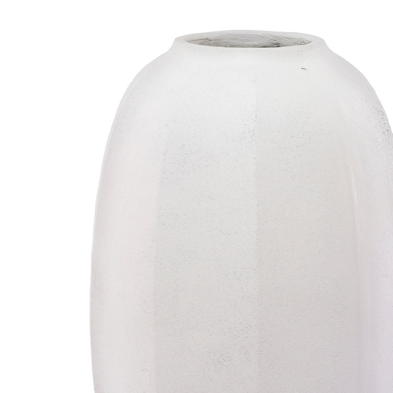 Large White Linear Vase - Fabulous Flowers and Gifts: close-up of textured matte white ceramic showing gentle vertical lines.