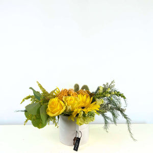 Lemon Zest Flower Arrangement in White Ceramic | Fabulous Flowers and Gifts