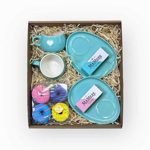 Pastel coloured gift hampers for tea lovers with nougat and doughnuts delivered nationwide - Fabulous Flowers