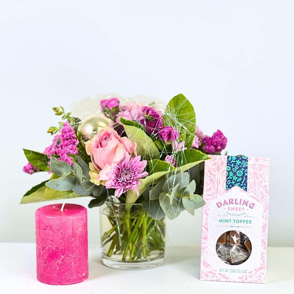 Darling Sweets Mint Toffie with Pink Blossoms - Fabulous Flowers and Gifts
