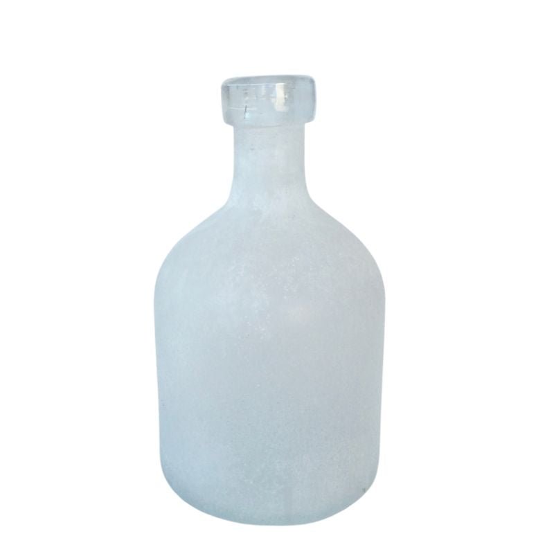 Transparent glass bottle on a white background