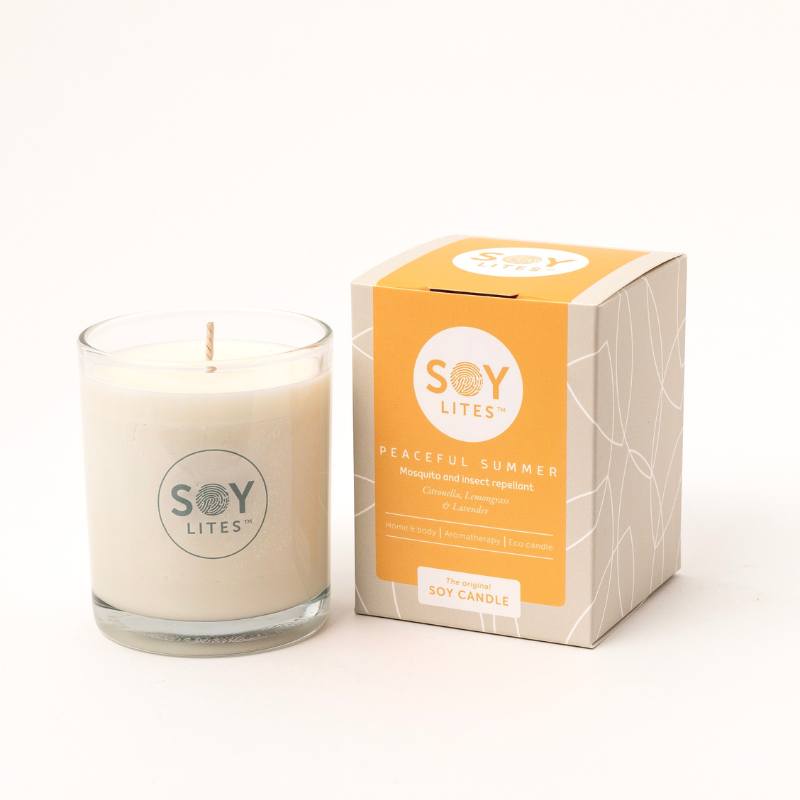 Peaceful Summer - Fabulous Flowers & Gifts SoyLites citronella, lemongrass & lavender soy candle, mosquito & insect repellent.