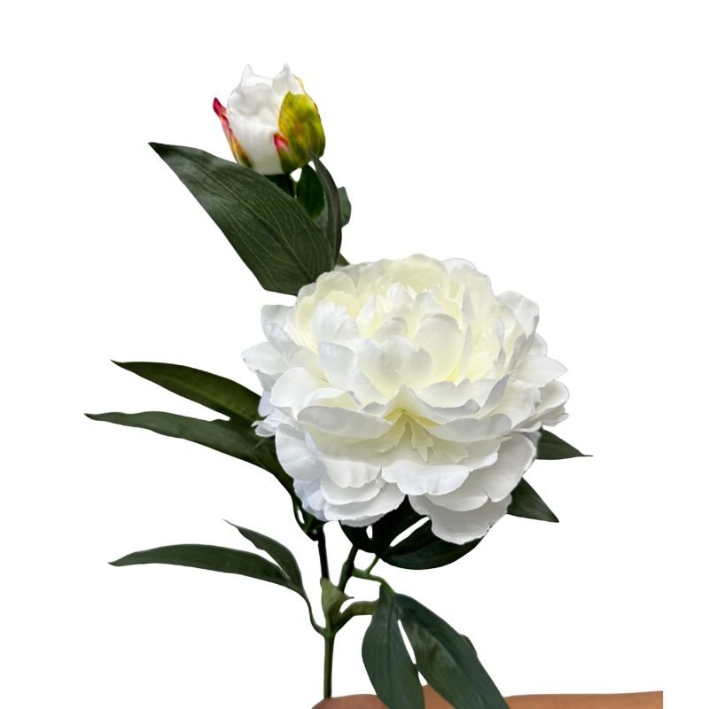 Peony White Artificial Flower - alternate view