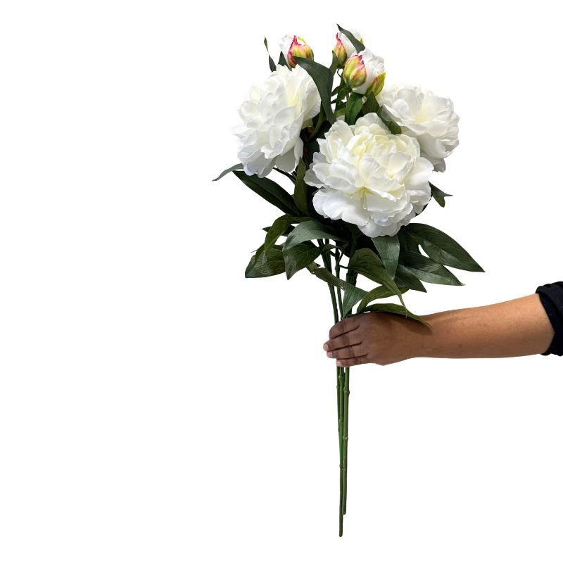 Peony White Artificial Flower - image 4