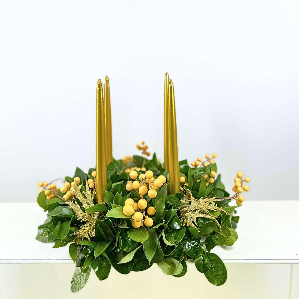 Luxury Ruscus Wreath with Christmas Decor - Fabulous Flowers and Gifts