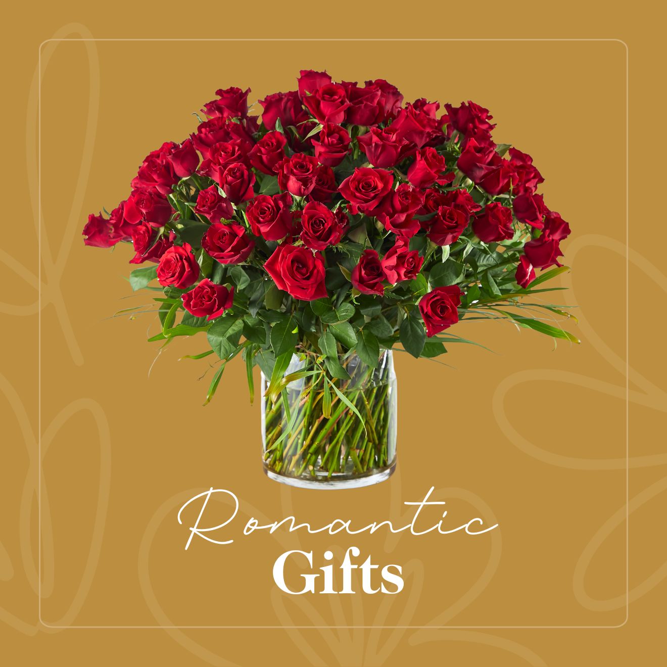 Romantic Gifts by Fabulous Flowers & Gifts – stunning large bouquet of red roses in a glass vase, perfect for love and romance