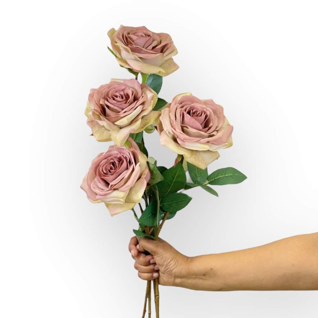 Elevate Spaces with Dusty Mauve Rose Full Bloom Artificial Flowers