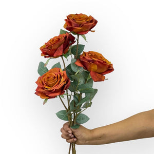 Rust-Colored Full Bloom Artificial Roses for Décor - Fabulous Flowers and Gifts
