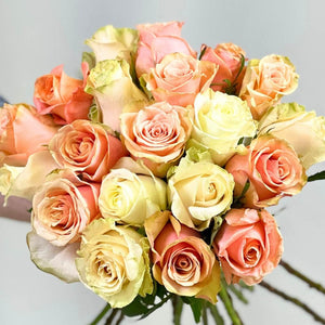 Peach and Cream Luxury 20 Rose Bouquet by Fabulous Flowers