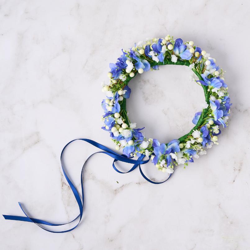 Sapphire Mist Blue Silk Flower Crown