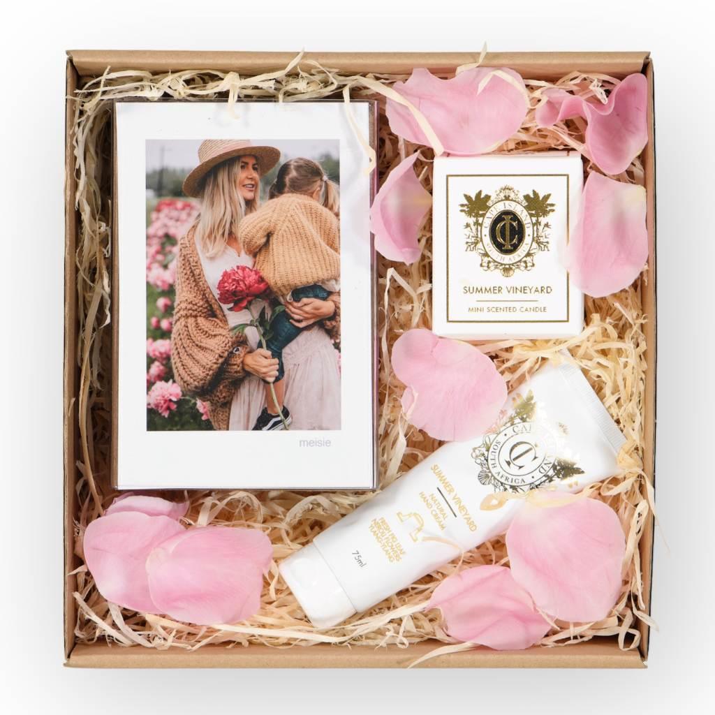 Fragrant Cape Island candle and handcream with photo frame gift - Fabulous Flowers