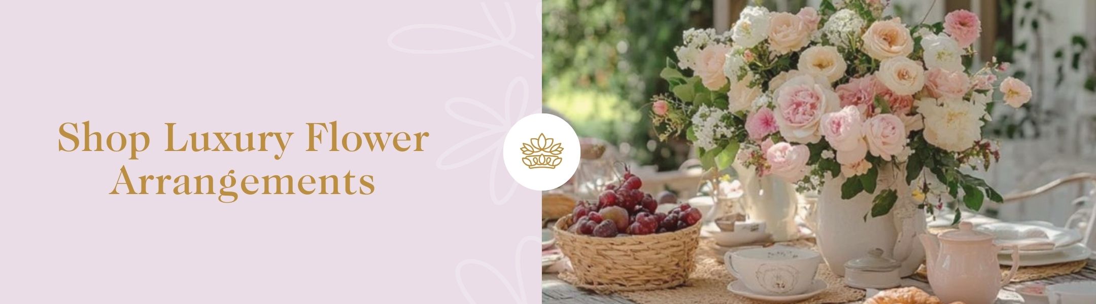 Shop Luxury Flower Arrangements - Fabulous Flowers and Gifts with elegant pink and white floral centrepiece on a beautifully set table.