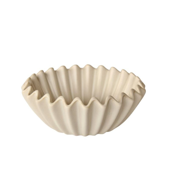 Small Off-White Ceramic Fluted Bowl