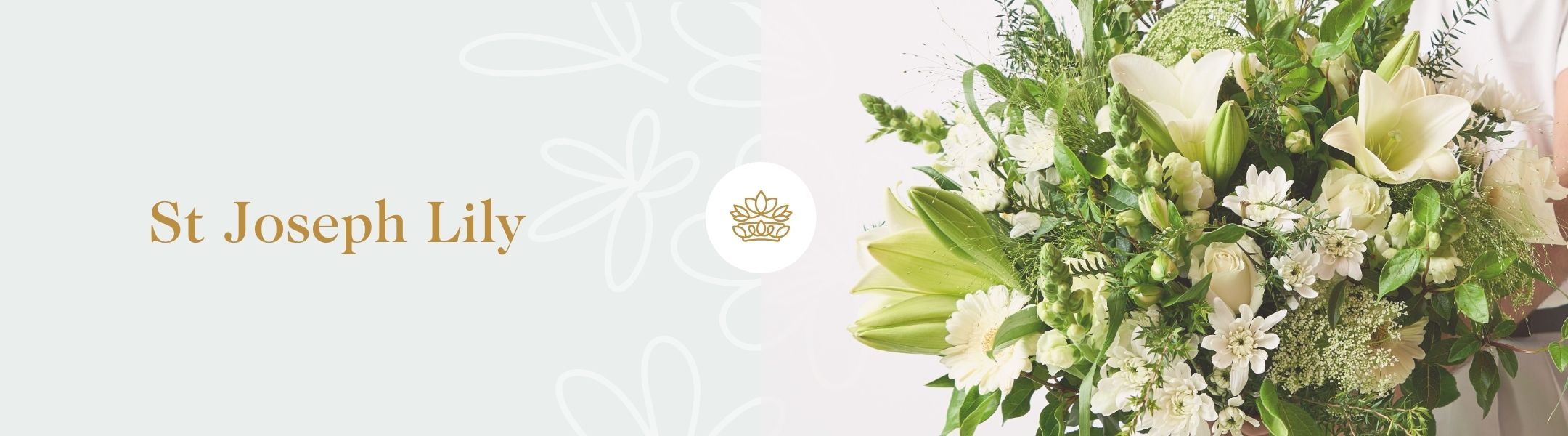 St Joseph lily bouquet with white lilies, roses, and greenery. A stunning floral arrangement for elegance and sophistication.
