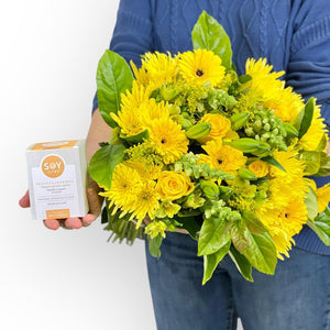 Sunny Delight Bouquet with optional SOY Lites Peaceful Summer Candle - Fabulous Flowers