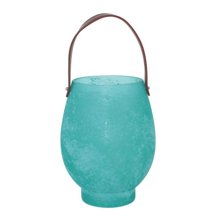 Turquoise Hurricane Leather Handle Vase