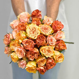 Tuscan Dawn Rose Bouquet Wrapped-With Love. 30 Imported orange roses - Fabulous Flowers