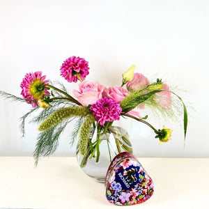 Artisanal Pink Meadow Flower Composition with Royal Tea - Fabulous Flowers and Gifts