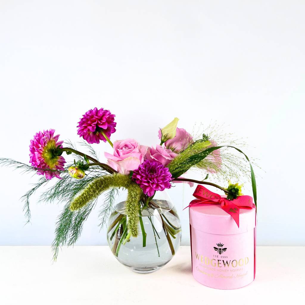 Luxury Whispering Pink Floral Display with Wedgewood Nougat - Fabulous Flowers and Gifts