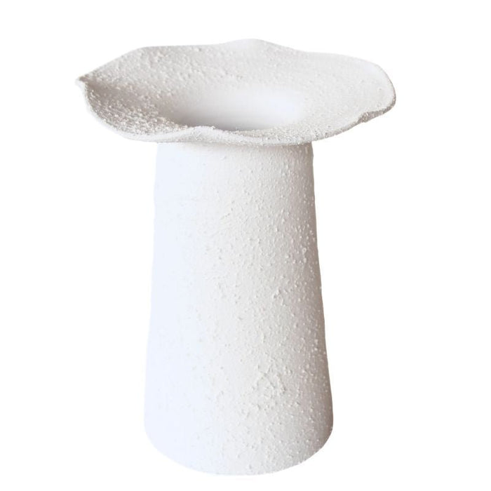 White Ceramic Vase Fluted Top