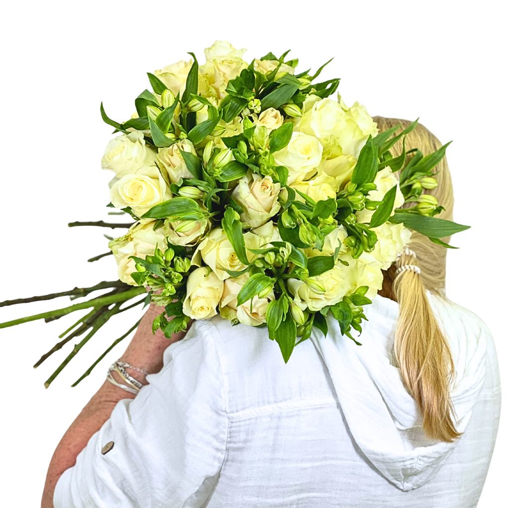 White Oasis Rose Bouquet - detail view
