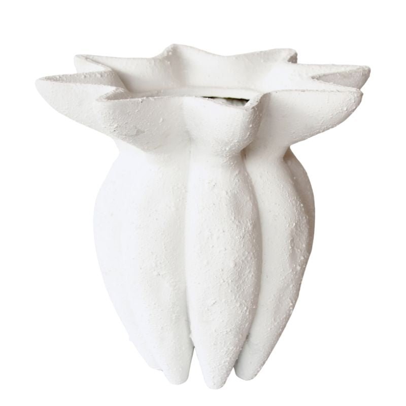 White ceramic wall sconce on a white background