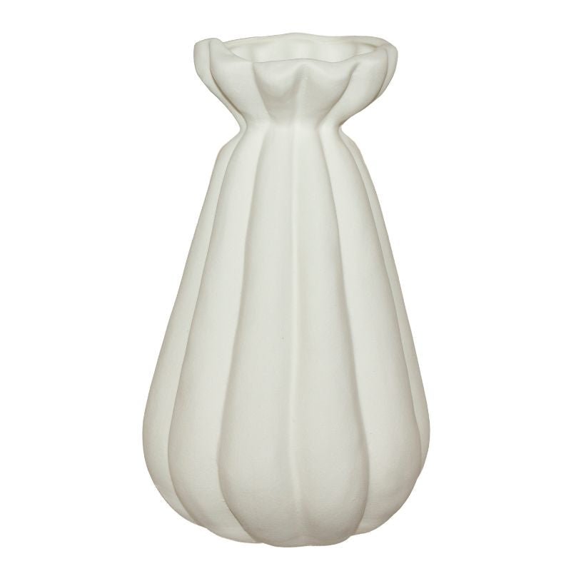 White textured vase on a white background