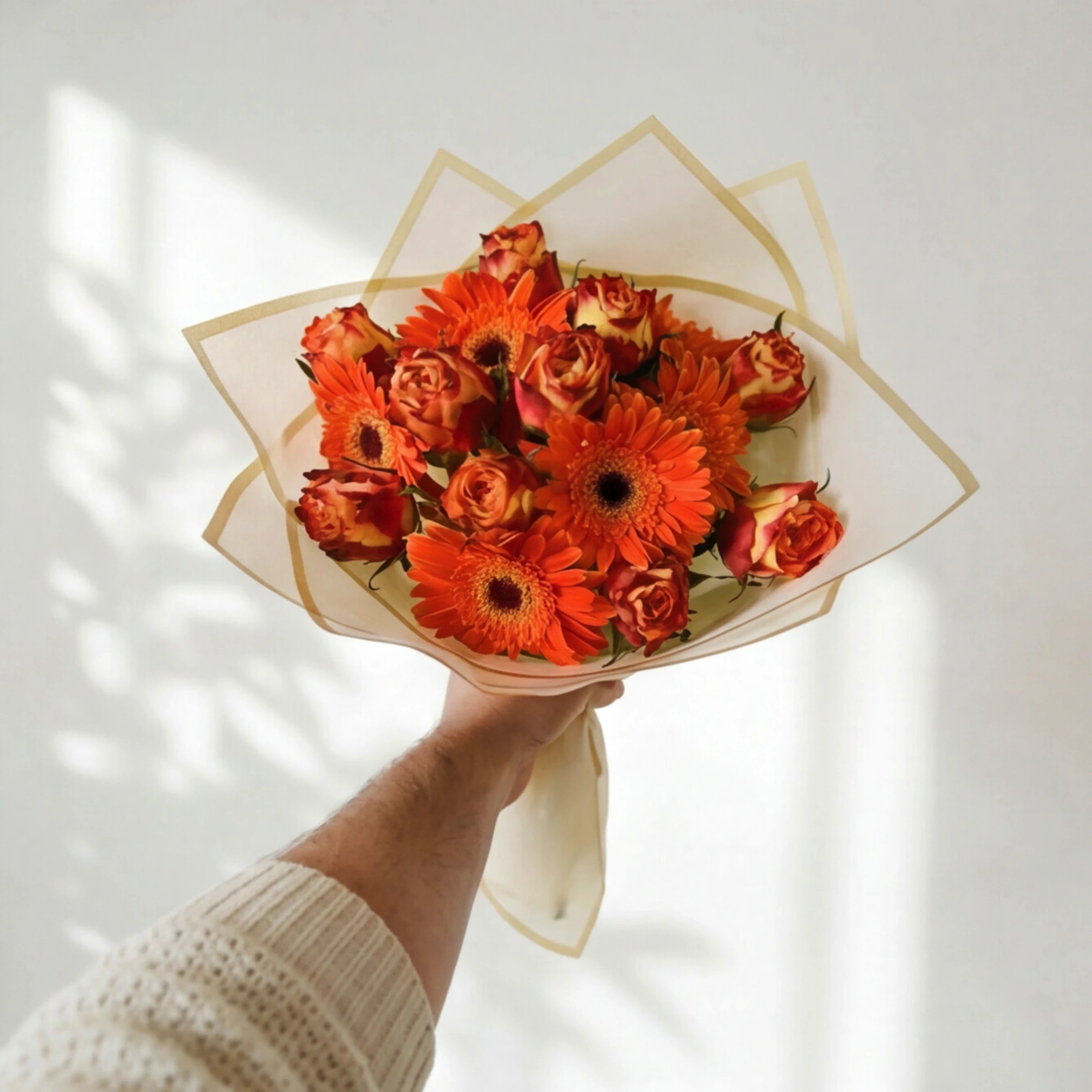 Wildfire, a bold bouquet of orange gerberas and orange-gold roses, same-day in Cape Town and Joburg