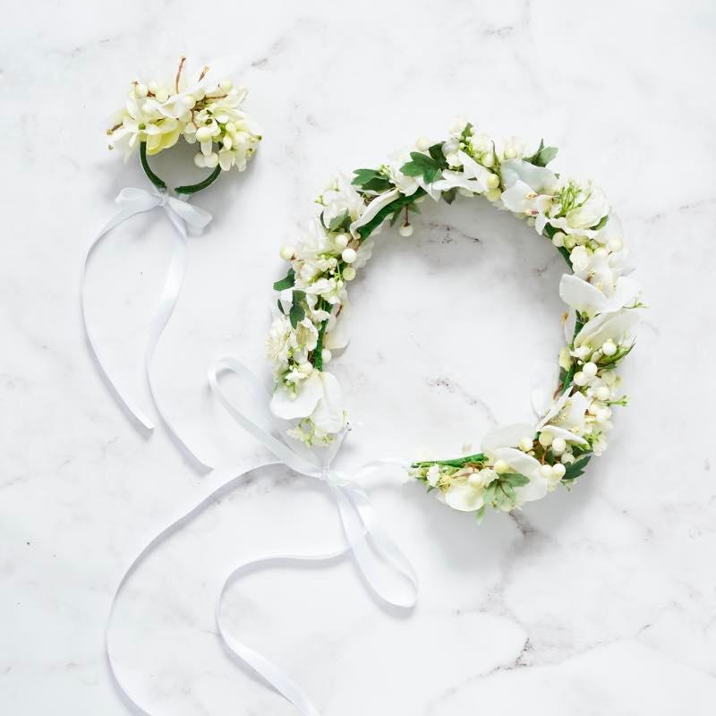 Silk corsage and flower crown made  with artificial flora and ribbon for nationwide delivery in South Africa | Fabulous Flowers