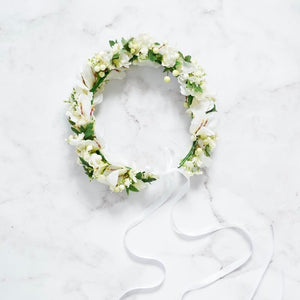 Perfect for festivals or playtime with friends this artificial flower crown is made with white silk flowers | Fabulous Flowers Gift Delivery South Africa