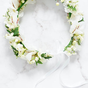 Angelic Flower Crown with silk flower detail close upFlorist Near Me | Fabulous Flowers