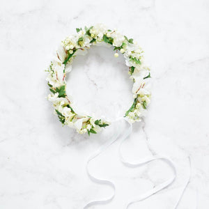 Angelic Flower Crown with gorgeous white silk flowers and white ribbon | Fabulous Flowers South Africa