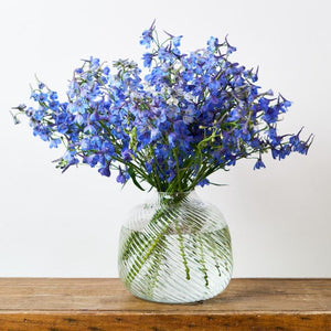 Blue Sapphire Vase Arrangement with Summer Vineyard Candle