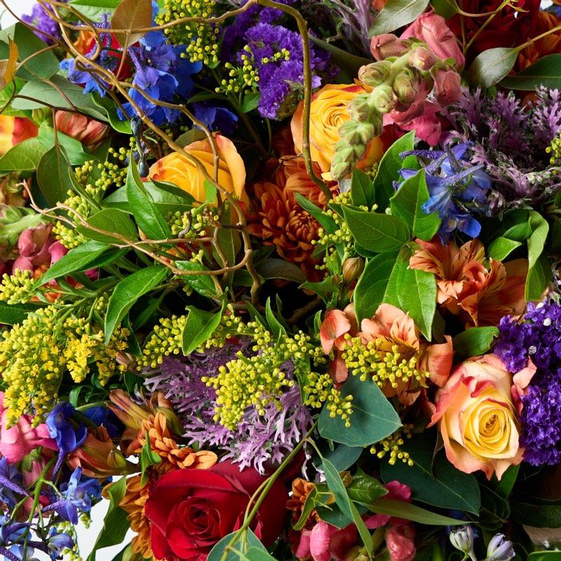 Close up of orange, red, purple, pink and yellow flowers for same day flower delivery in Cape Town from Fabulous Flowers and Gifts