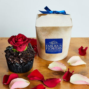 Delicious chocolate cupcake added to this luxury gift box | Fabulous Flowers near me and gifts South Africa