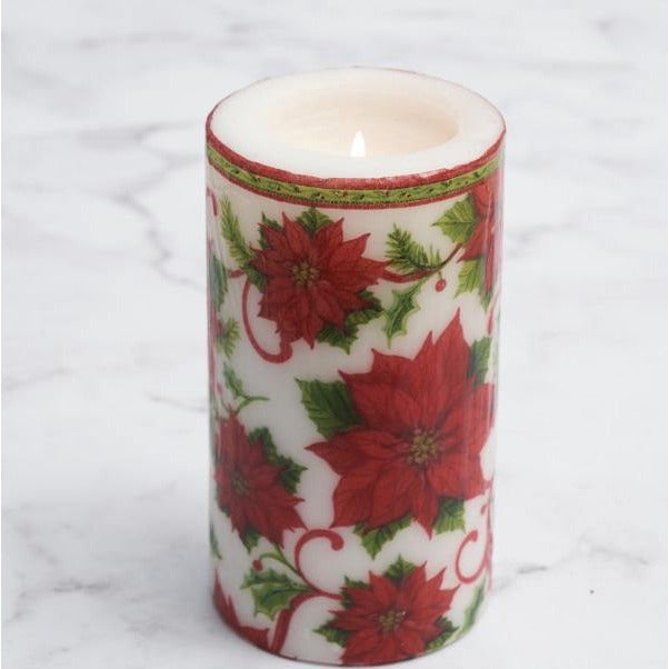 Poinsettia decorated Christmas Candle | Fabulous Flowers and Gifts