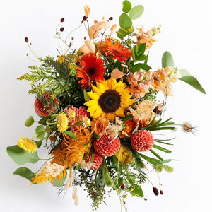 Creative Wood Sunshine Mix flower arrangement with bright orange flowers | Fabulous Gifts Cape Town